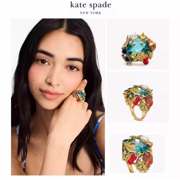 kate spade Jewelry - NWT Kate Spade ♠️ SWEET TREASURES 12-K Gold Plated Glass Pearl/CZ Crystals Ring